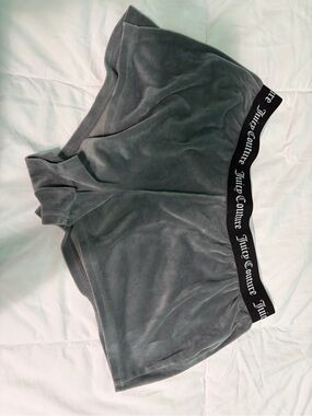 Juicy Couture Gray Velour Athletic Shorts with Branded Black Waistband